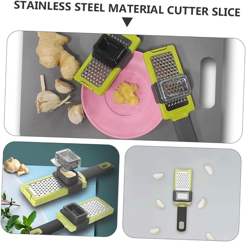 Cabilock 2pcs Manual Vegetable Slicer Garlic Mincer Handheld Chopper for Grating Slicing Kitchen Tool Light Green - Image 4